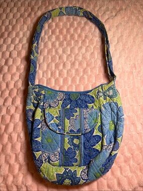 Vera Bradley Blue and Green Floral Quilted Shoulder Bag